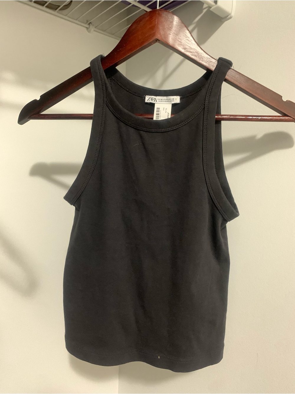 ZARA Black Ribbed Cotton Tank